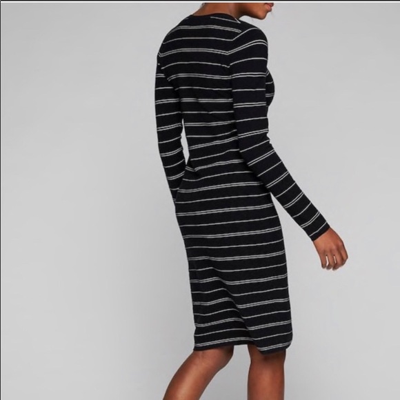 Athleta Black and White Striped Long Sleeve Dress - Picture 3 of 9